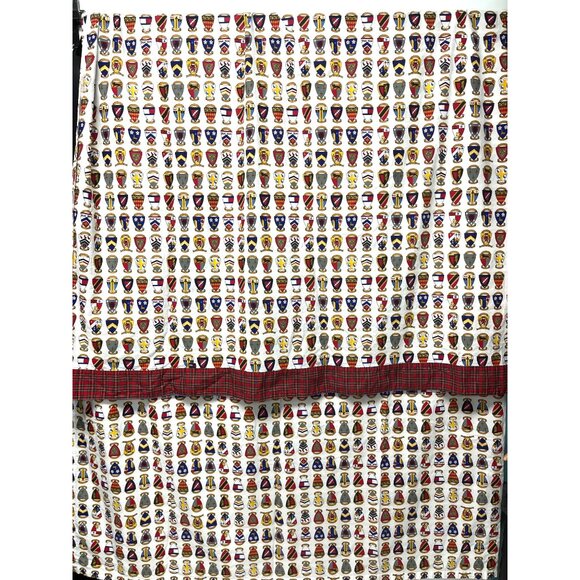 KING FLAT Tommy Hilfiger Royal Arms Crest Plaid Chambray Top Sheet Vintage - Picture 7 of 10